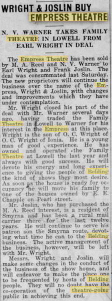 Empress Theatre - 18 Jul 1917 Changes Hands